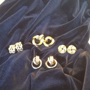 Vintage earrings...4 pair of gold clip-ons.